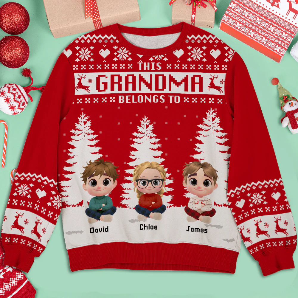 Merry Christmas Super Grandma - Personalized Custom All-Over-Print Sweatshirt - Image 2