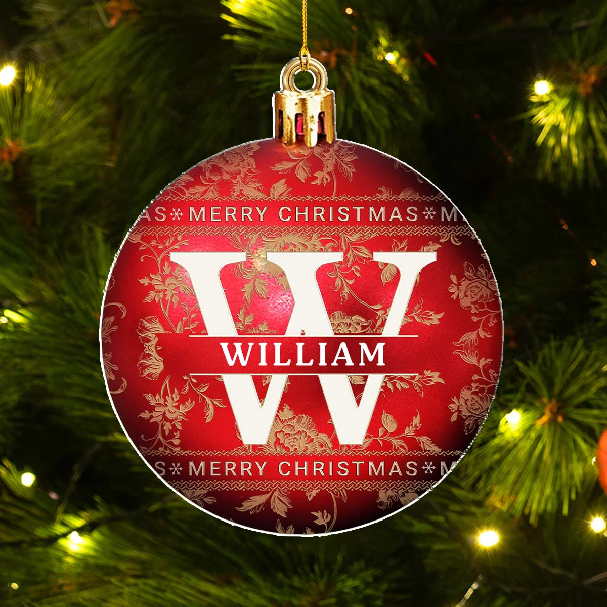 Merry Christmas With Name - Personalized Custom Acrylic Ornament - Image 2