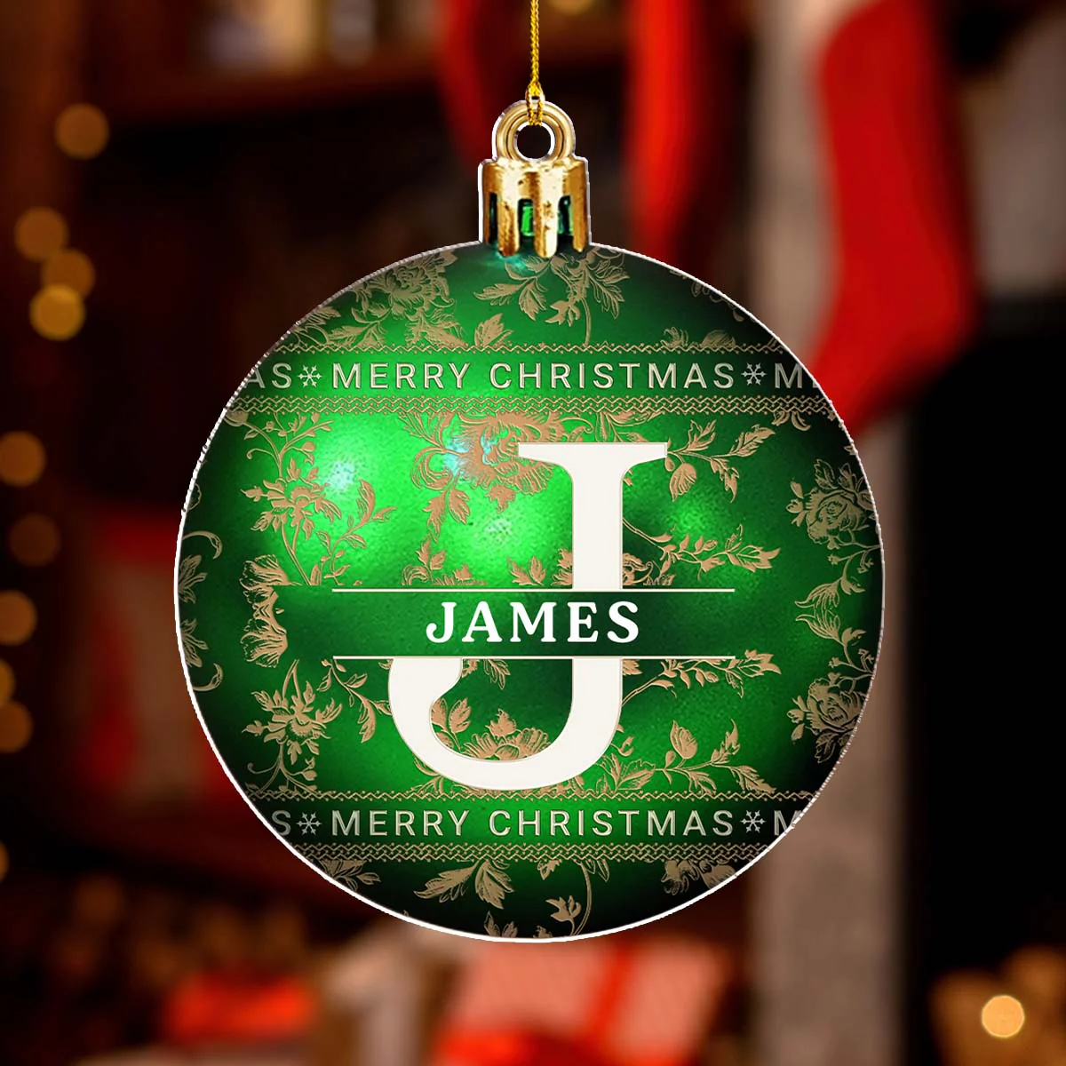 Merry Christmas With Name - Personalized Custom Acrylic Ornament - Image 3