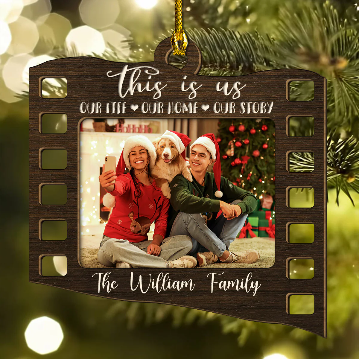 Merry Kissmas 2025 - Personalized Custom 2-layered Wood Ornament - Image 2