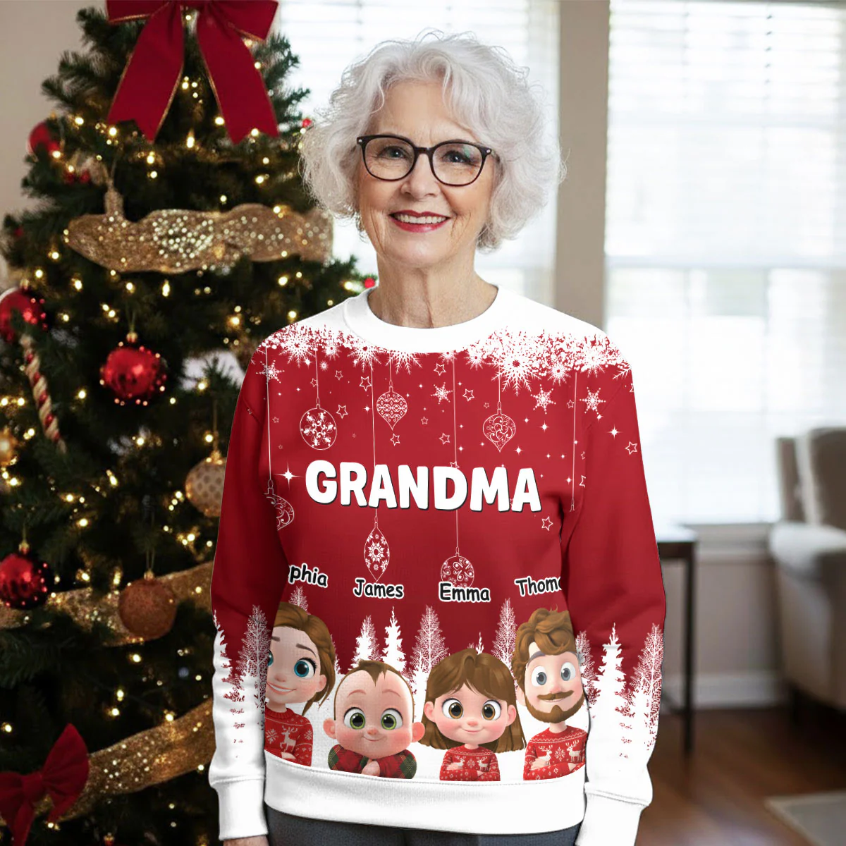 Merry Moments Grandma - Personalized Custom All-Over-Print Sweatshirt - Image 3