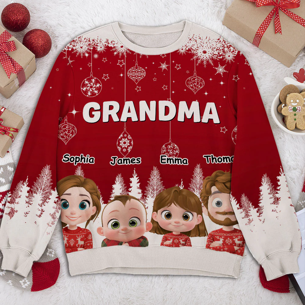 Merry Moments Grandma - Personalized Custom All-Over-Print Sweatshirt - Image 4