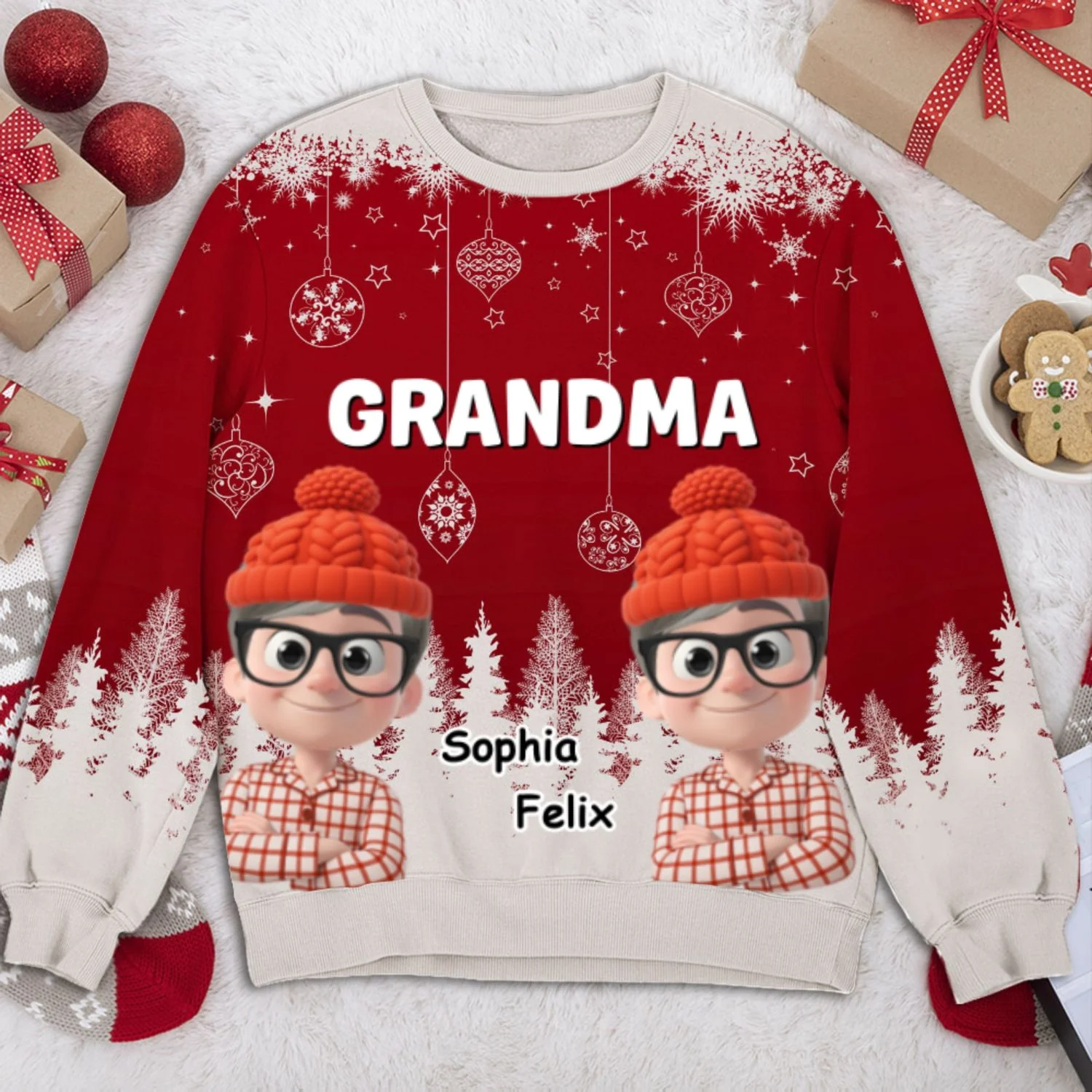 Merry Moments Grandma - Personalized Custom All-Over-Print Sweatshirt - Image 5
