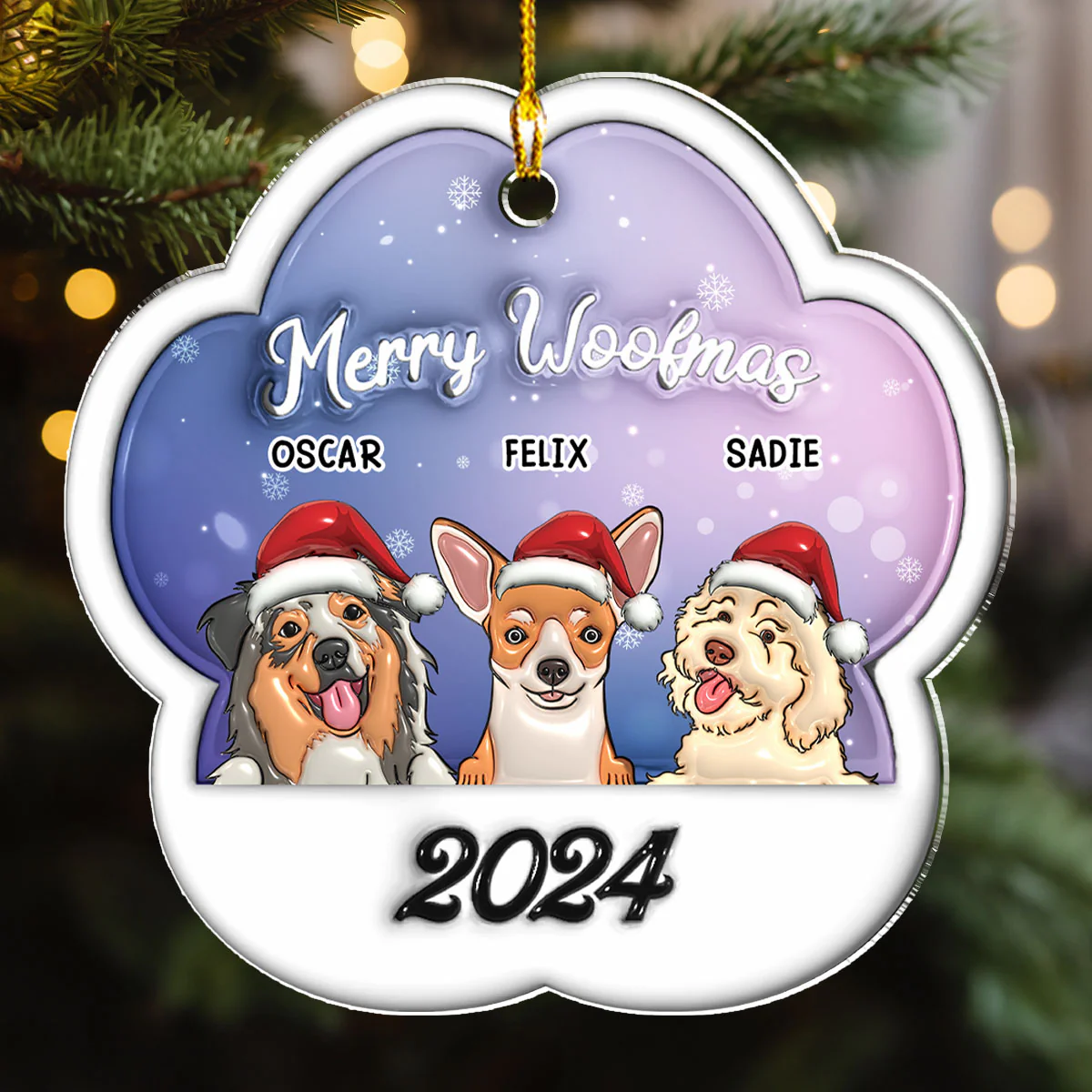 Merry Woofmas 2024 - Personalized Custom 3D Inflated Effect Acrylic Ornament - Image 3