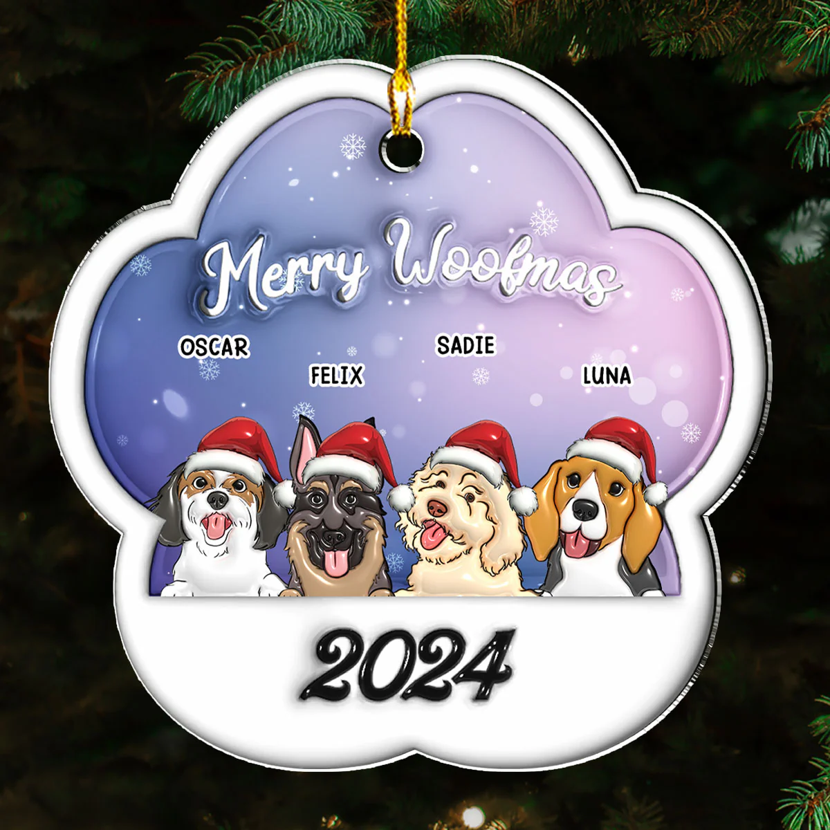 Merry Woofmas 2024 - Personalized Custom 3D Inflated Effect Acrylic Ornament - Image 4