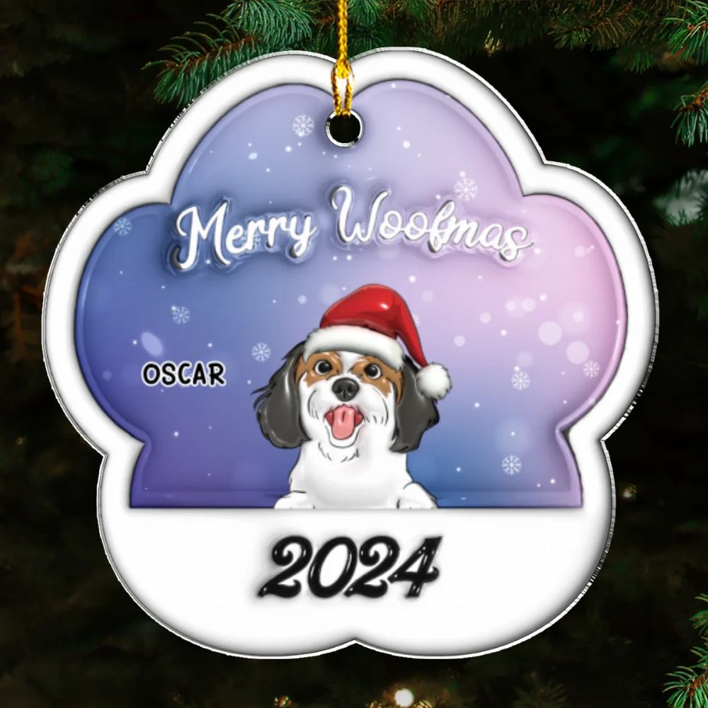 Merry Woofmas 2024 - Personalized Custom 3D Inflated Effect Acrylic Ornament - Image 5