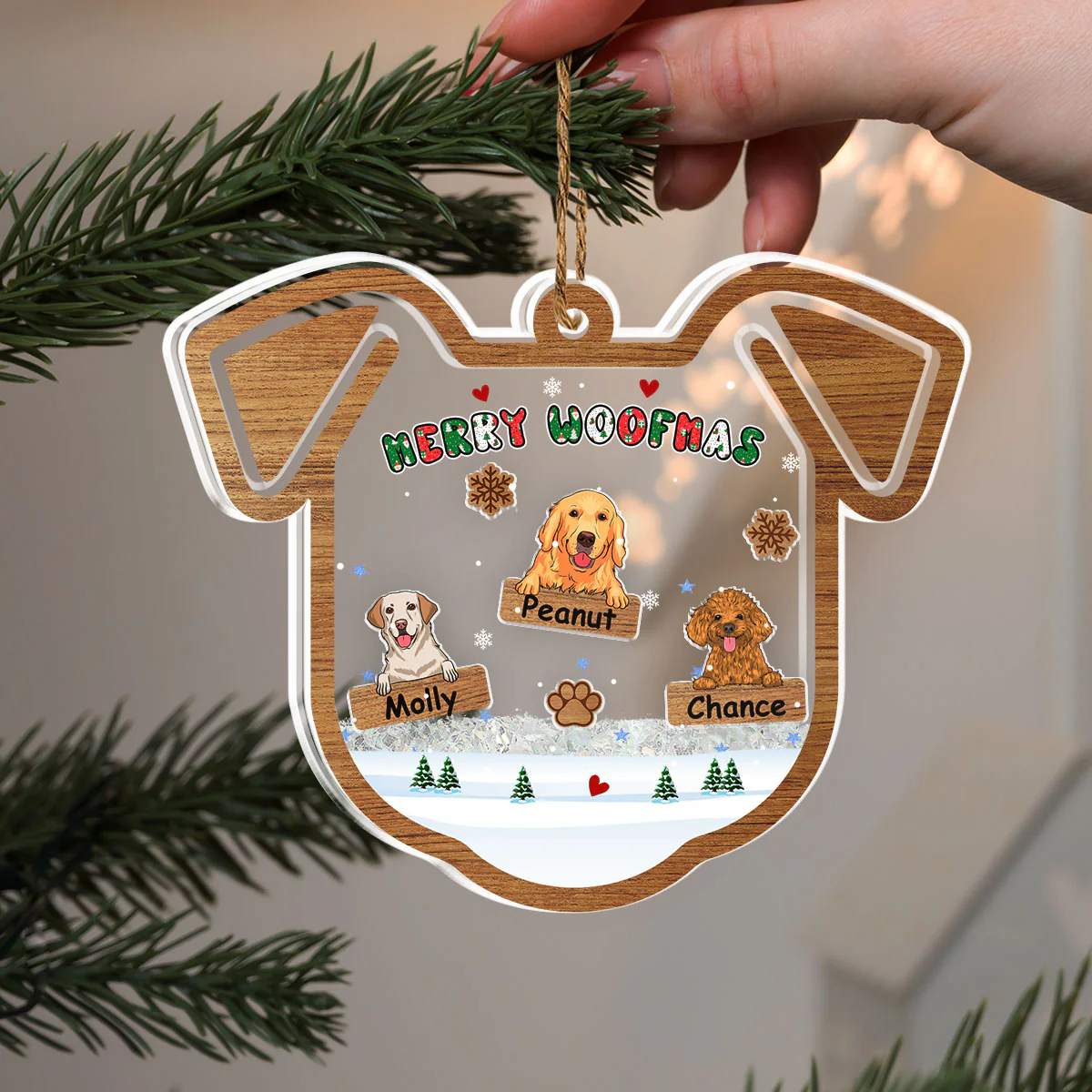 Merry Woofmas Ver 2 - Personalized Custom Acrylic Shaker Ornament - Image 5