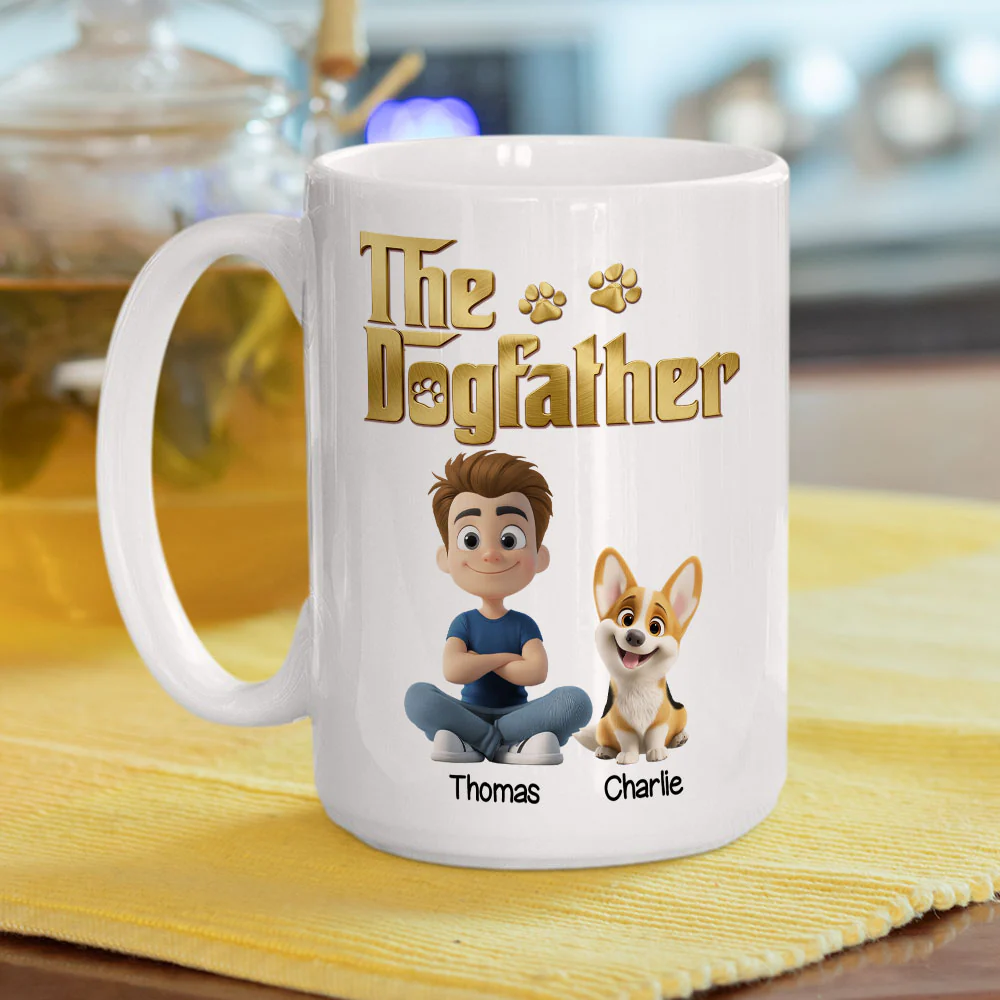 Metal Gold Dog Dad - Personalized Custom 3D Effect Coffee Mug - Image 5