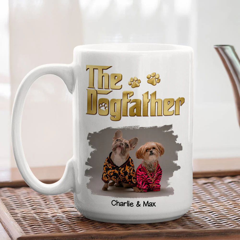 Metal Gold Dog Dad Photo - Personalized Custom 3D Effect Coffee Mug