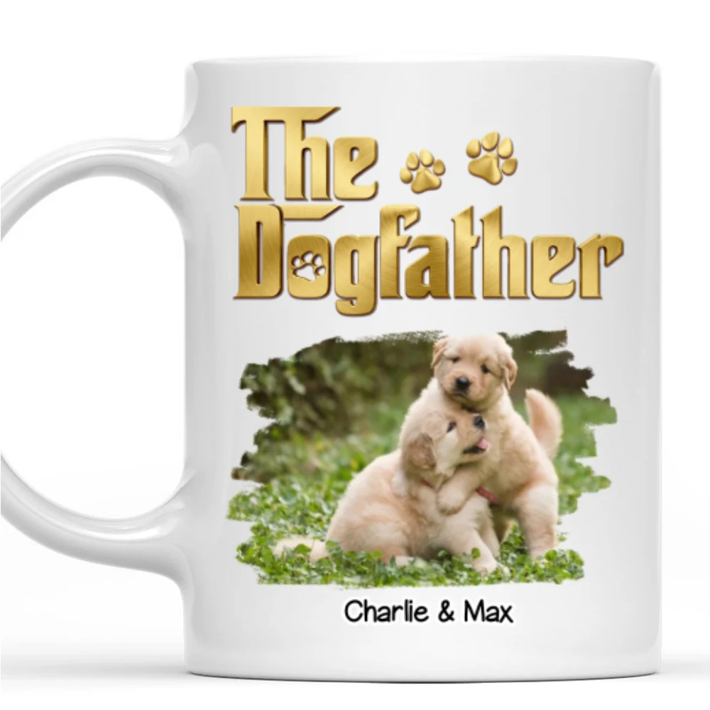Metal Gold Dog Dad Photo - Personalized Custom 3D Effect Coffee Mug - Image 3