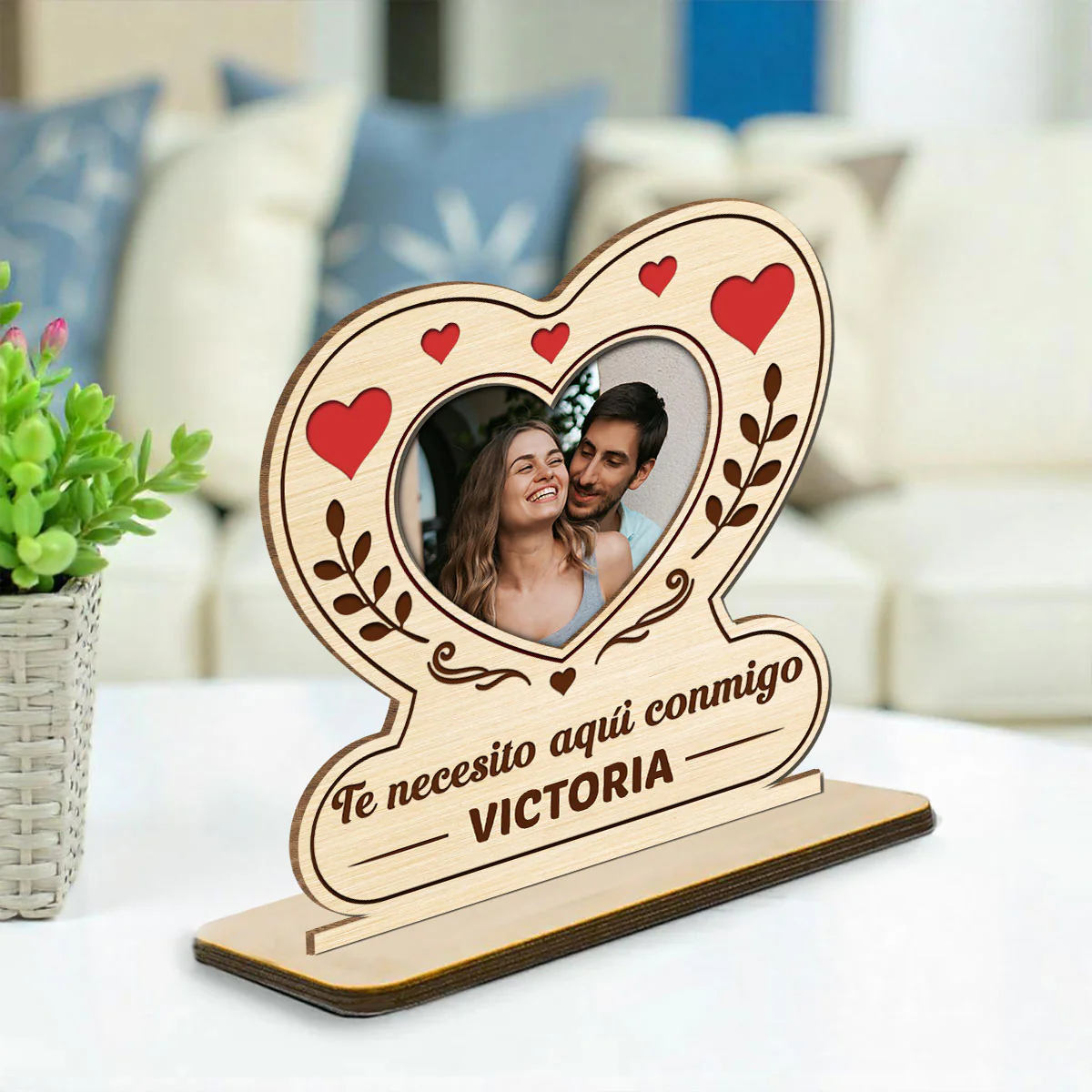 Mi Corazón Mi Lugar - Placa de Madera Personalizada de 2 Capas con Base Plana - Image 2