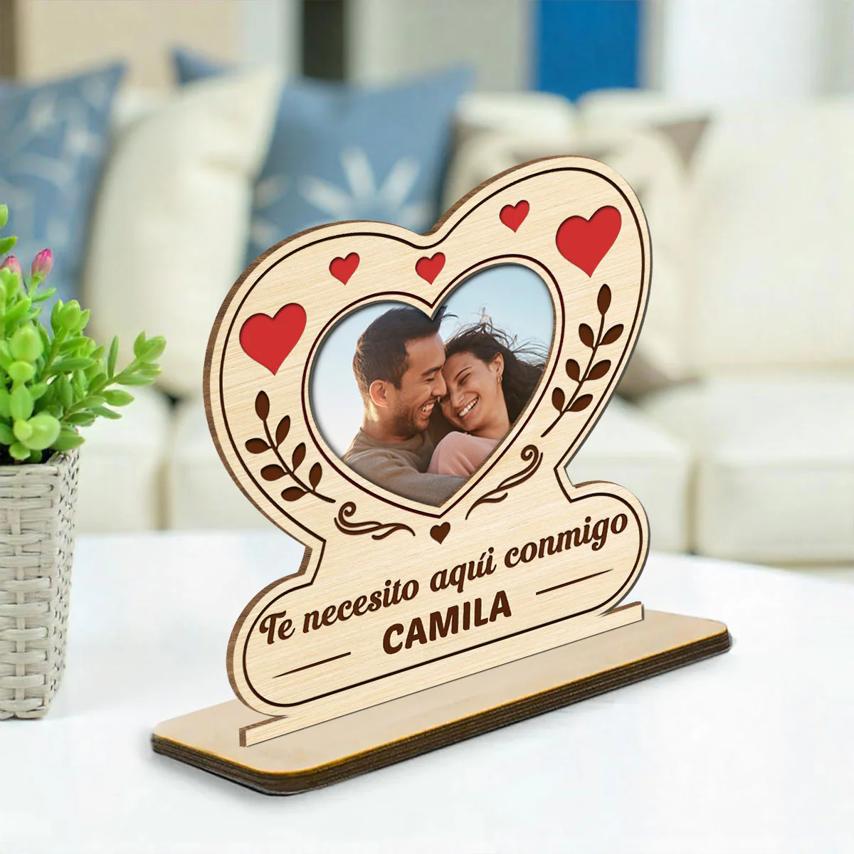 Mi Corazón Mi Lugar - Placa de Madera Personalizada de 2 Capas con Base Plana - Image 3