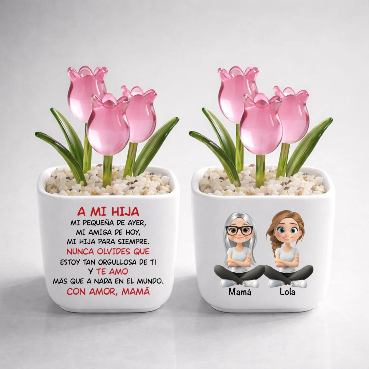 Mi Hija Para Siempre - Vaso Personalizado Con Tulipanes Eternos - Image 11