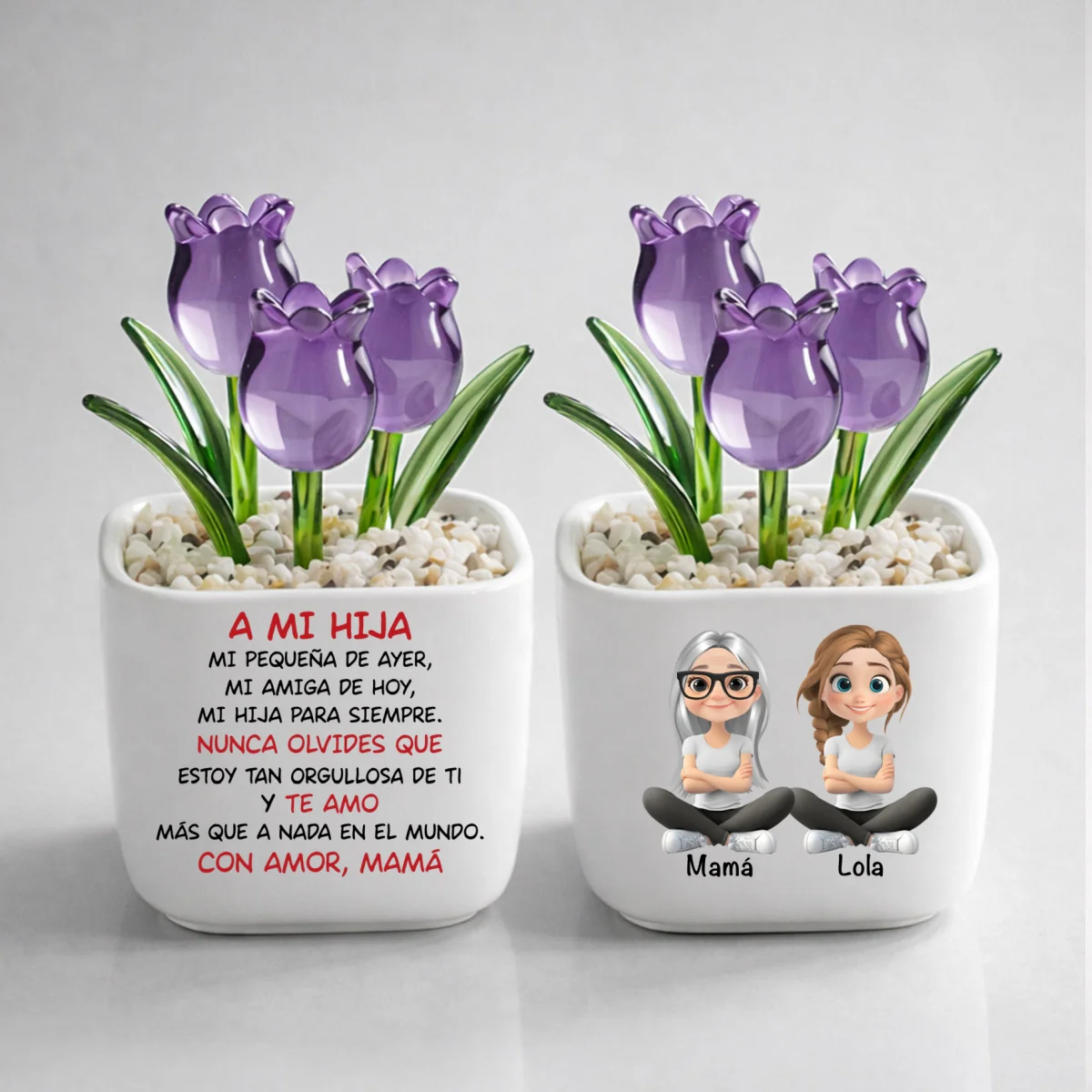 Mi Hija Para Siempre - Vaso Personalizado Con Tulipanes Eternos - Image 12
