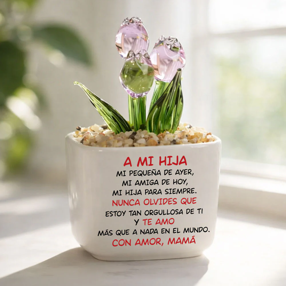 Mi Hija Para Siempre - Vaso Personalizado Con Tulipanes Eternos - Image 2