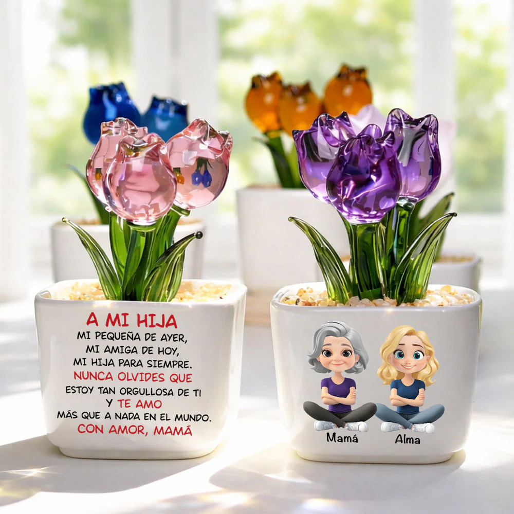 Mi Hija Para Siempre - Vaso Personalizado Con Tulipanes Eternos - Image 3