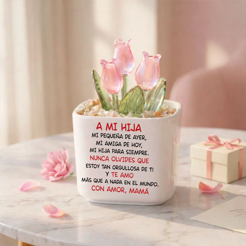 Mi Hija Para Siempre - Vaso Personalizado Con Tulipanes Eternos - Image 7