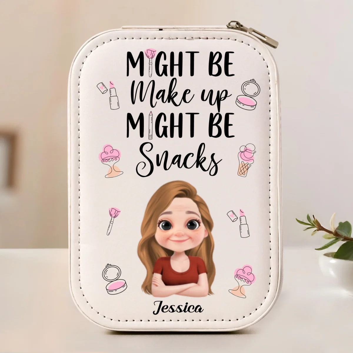 Might Be Make Up Might Be Snacks - Personalized Custom Jewelry Box With LED Mirror - Image 8