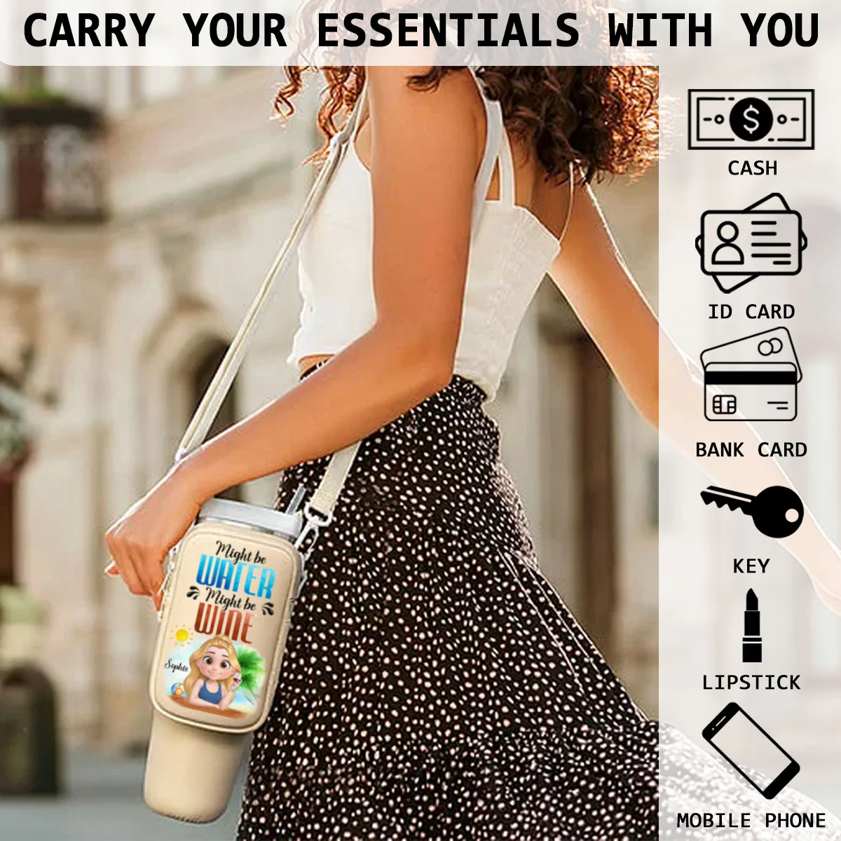 Might Be Wine - Personalized Custom 40oz Water Bottle Carrier Bag - Image 5