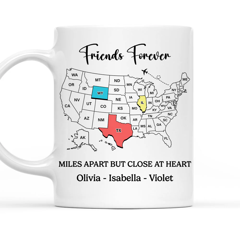 Miles Apart But Close At Heart - Personalized Custom Coffee Mug