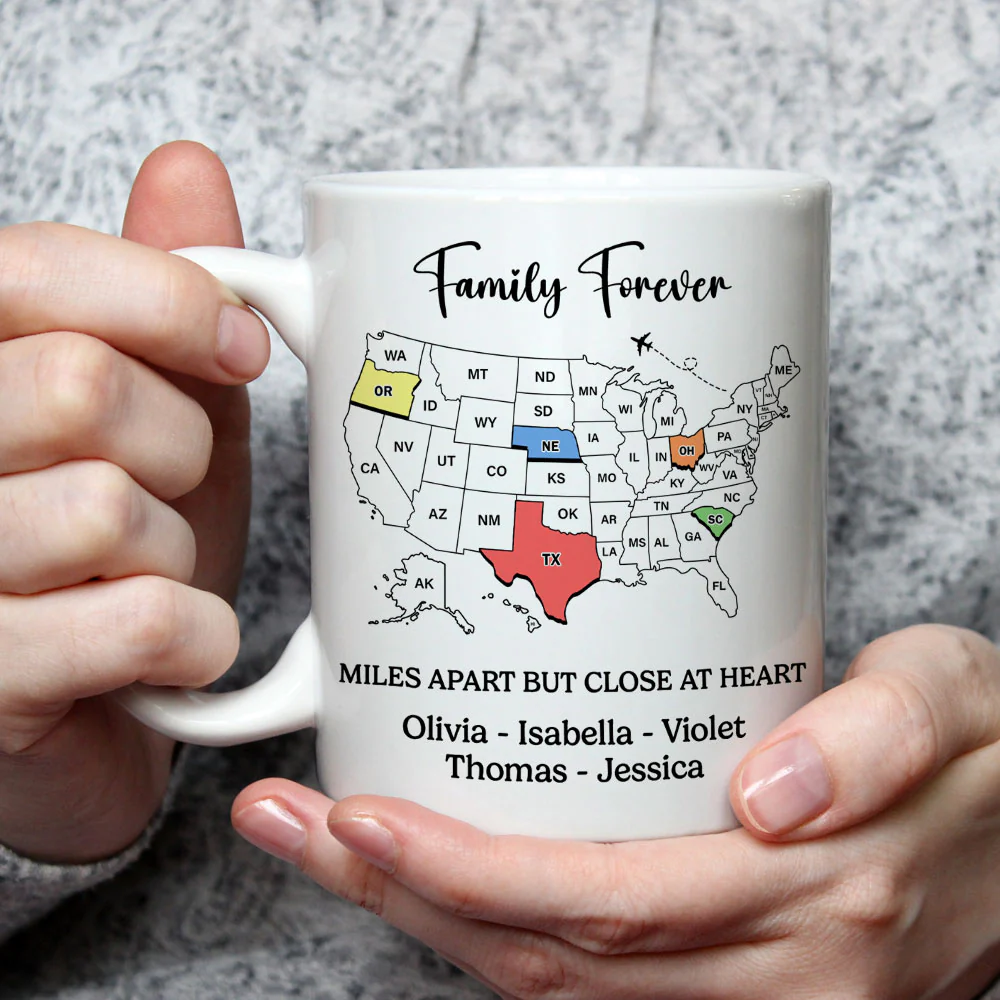Miles Apart But Close At Heart - Personalized Custom Coffee Mug - Image 3