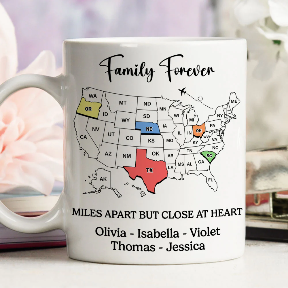 Miles Apart But Close At Heart - Personalized Custom Coffee Mug - Image 4