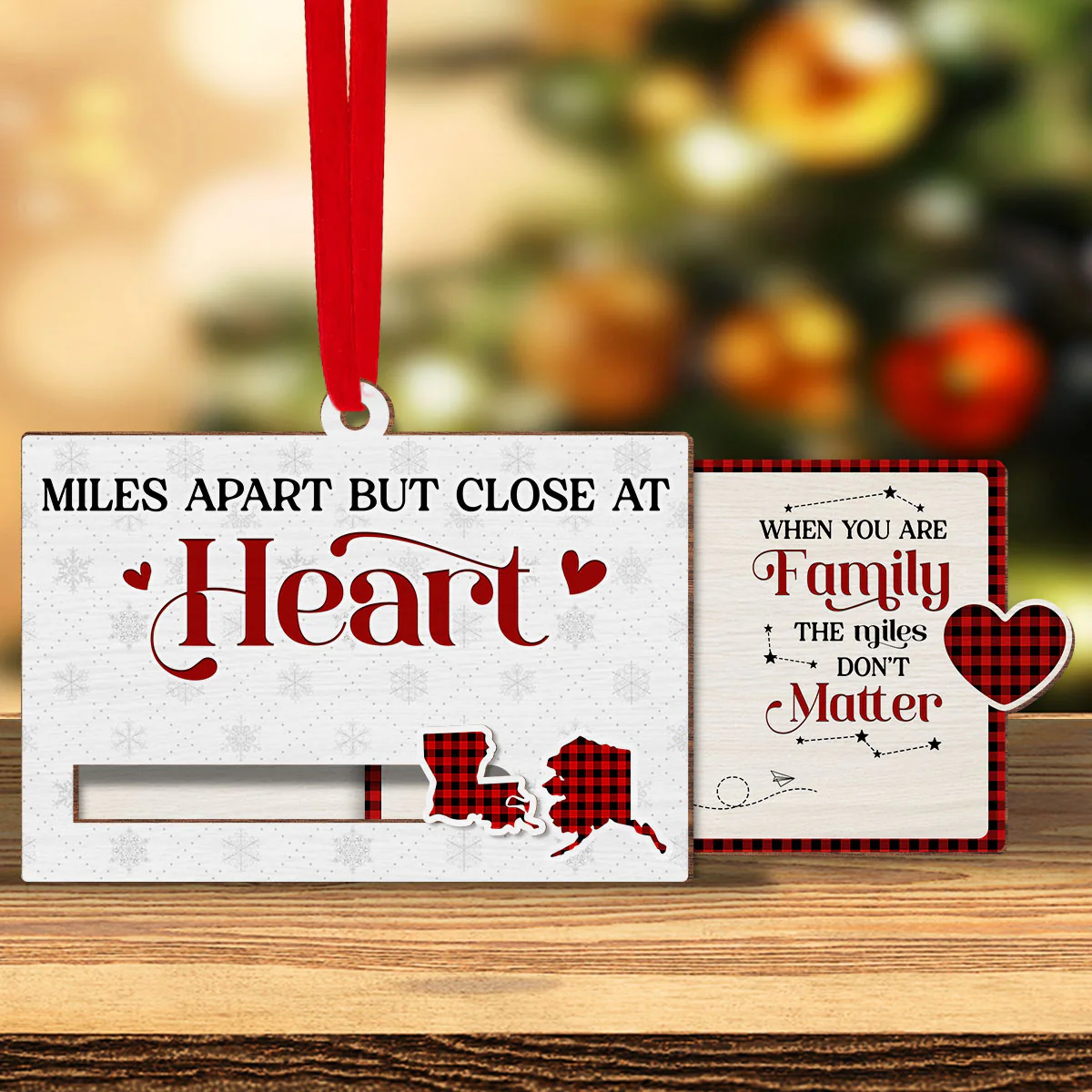 Miles Apart But Close At Heart - Personalized Custom Slide Ornament - Image 2