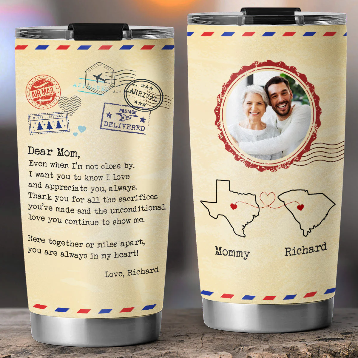 Miles Apart But Close At Heart - Personalized Custom Tumbler - Image 2