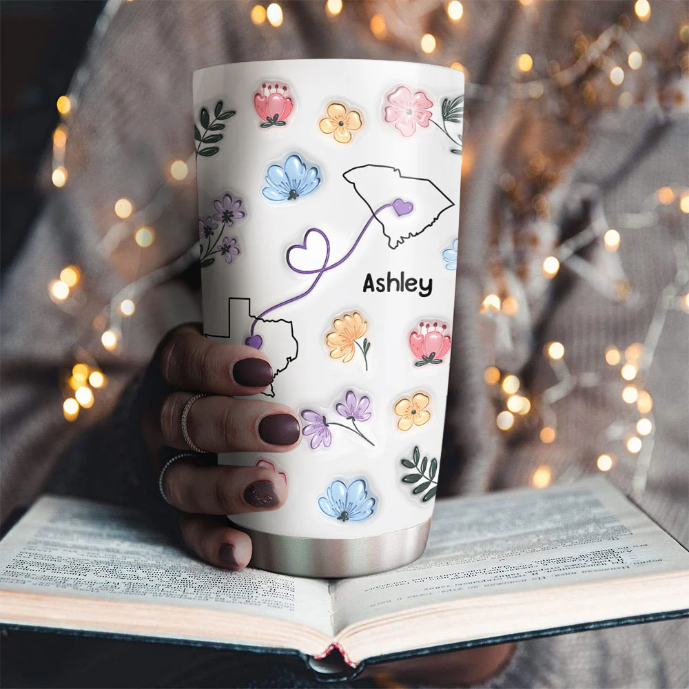Miles Apart But Hearts Close - Personalized Custom 3D Inflated Effect Tumbler - Image 4