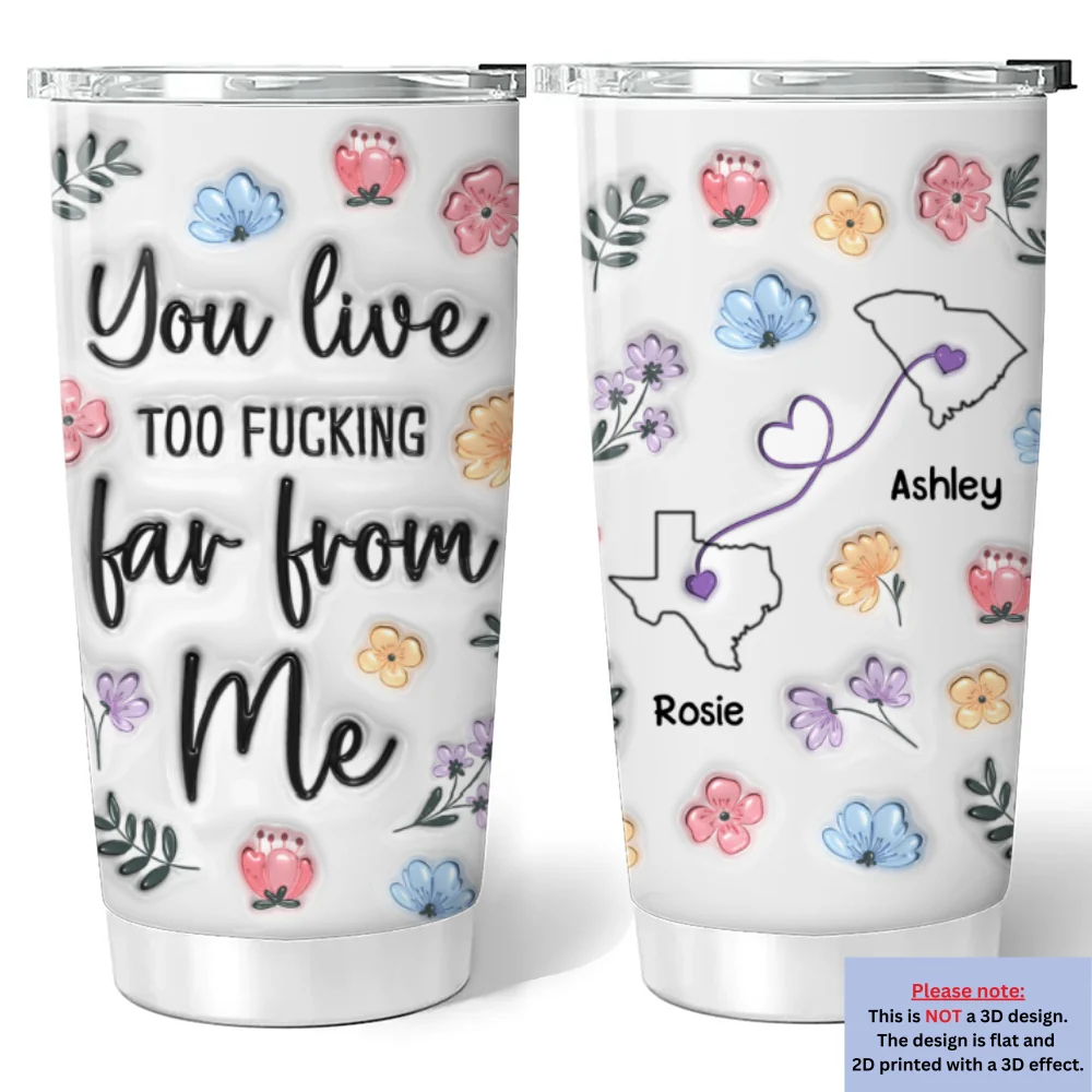 Miles Apart But Hearts Close - Personalized Custom 3D Inflated Effect Tumbler - Image 6