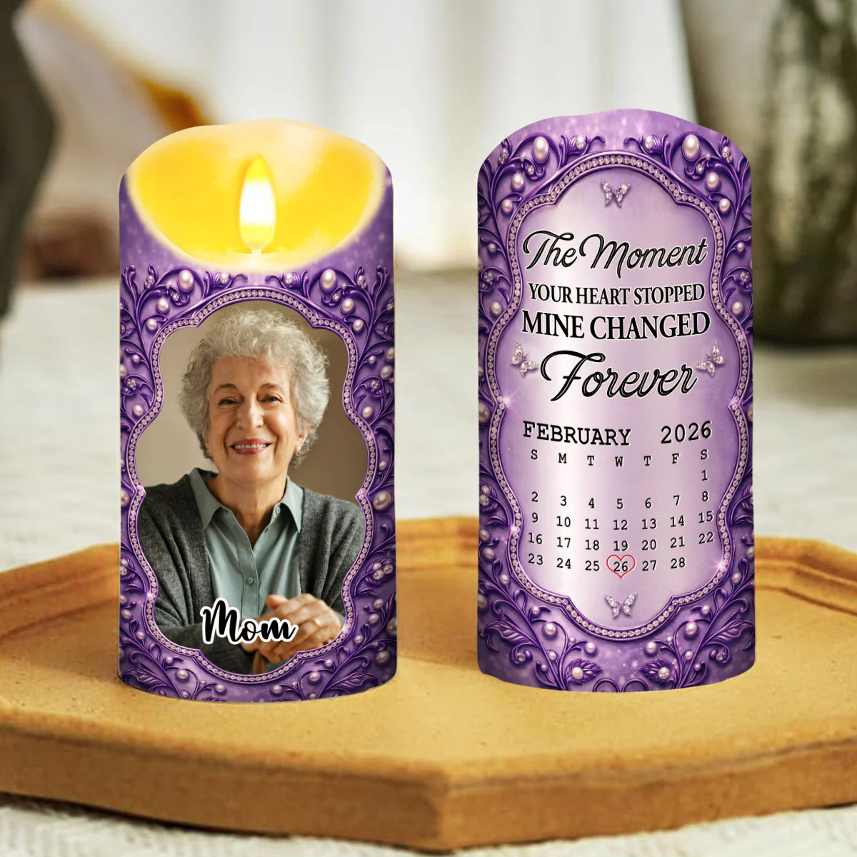 Mine Changed Forever Mom - Personalized Custom LED Candle - Image 2
