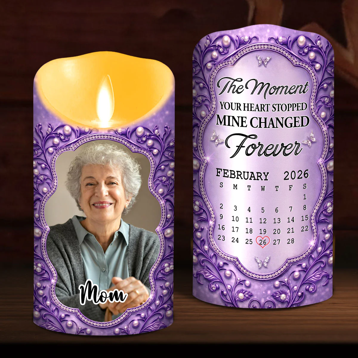Mine Changed Forever Mom - Personalized Custom LED Candle - Image 3