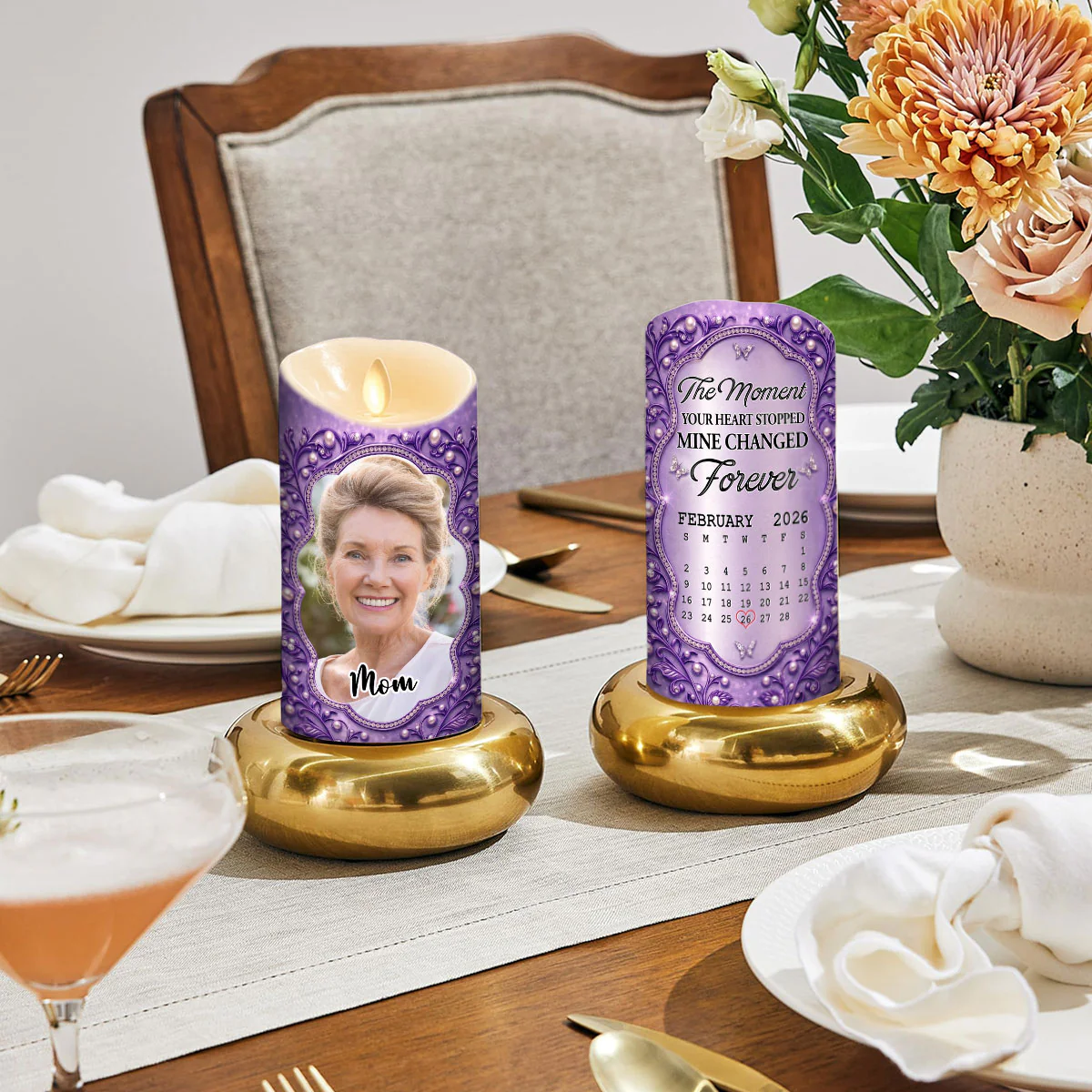 Mine Changed Forever Mom - Personalized Custom LED Candle - Image 5