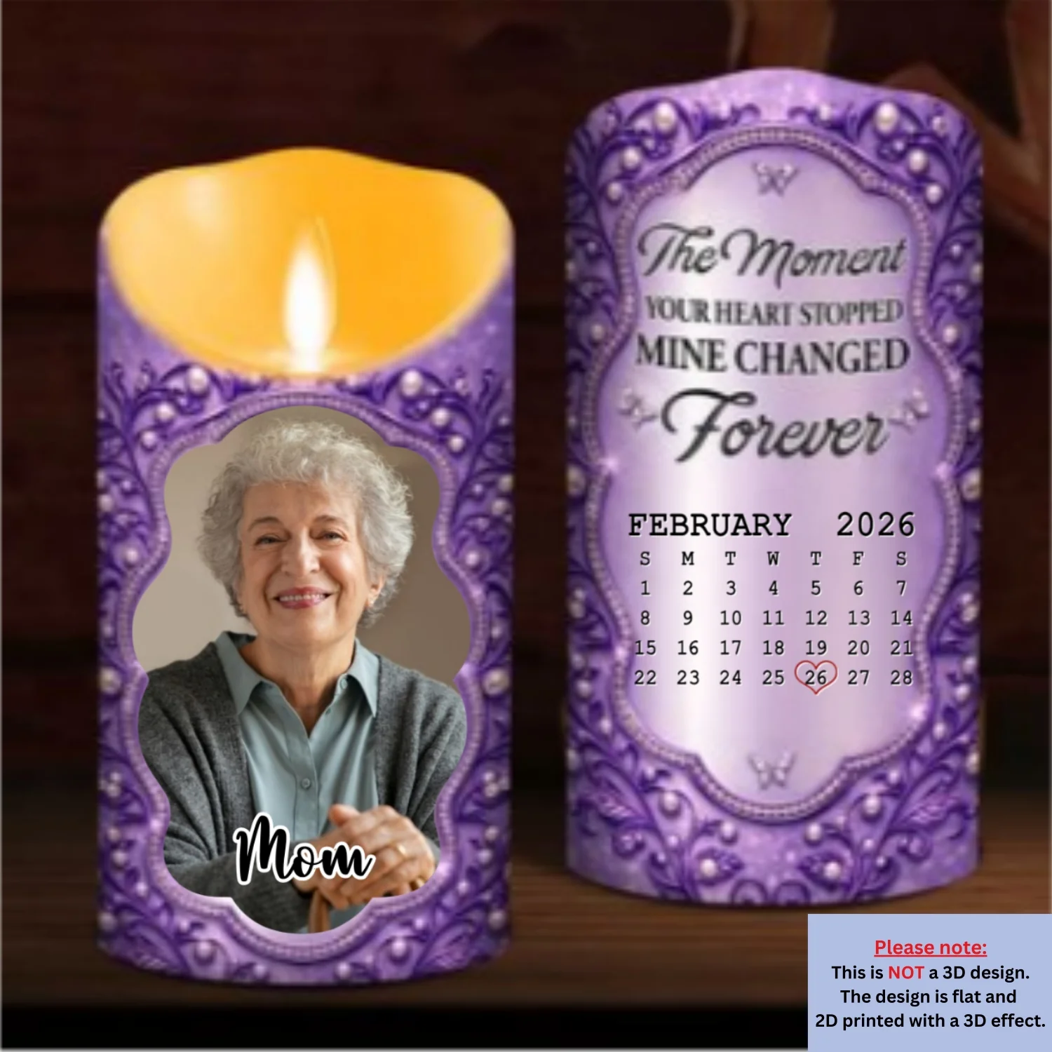 Mine Changed Forever Mom - Personalized Custom LED Candle - Image 7