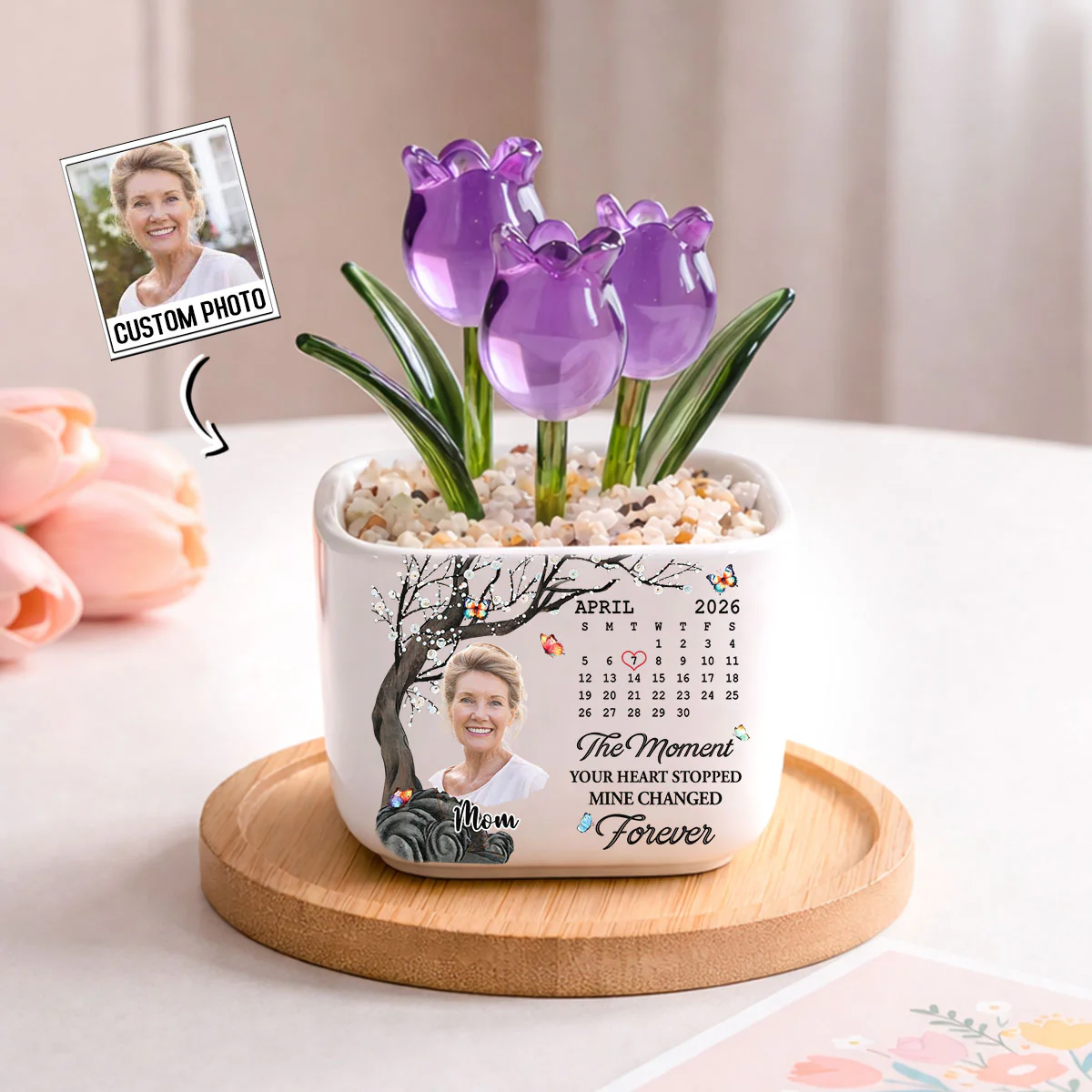 Mine Changed Forever - Personalized Custom Glass Everlasting Tulips
