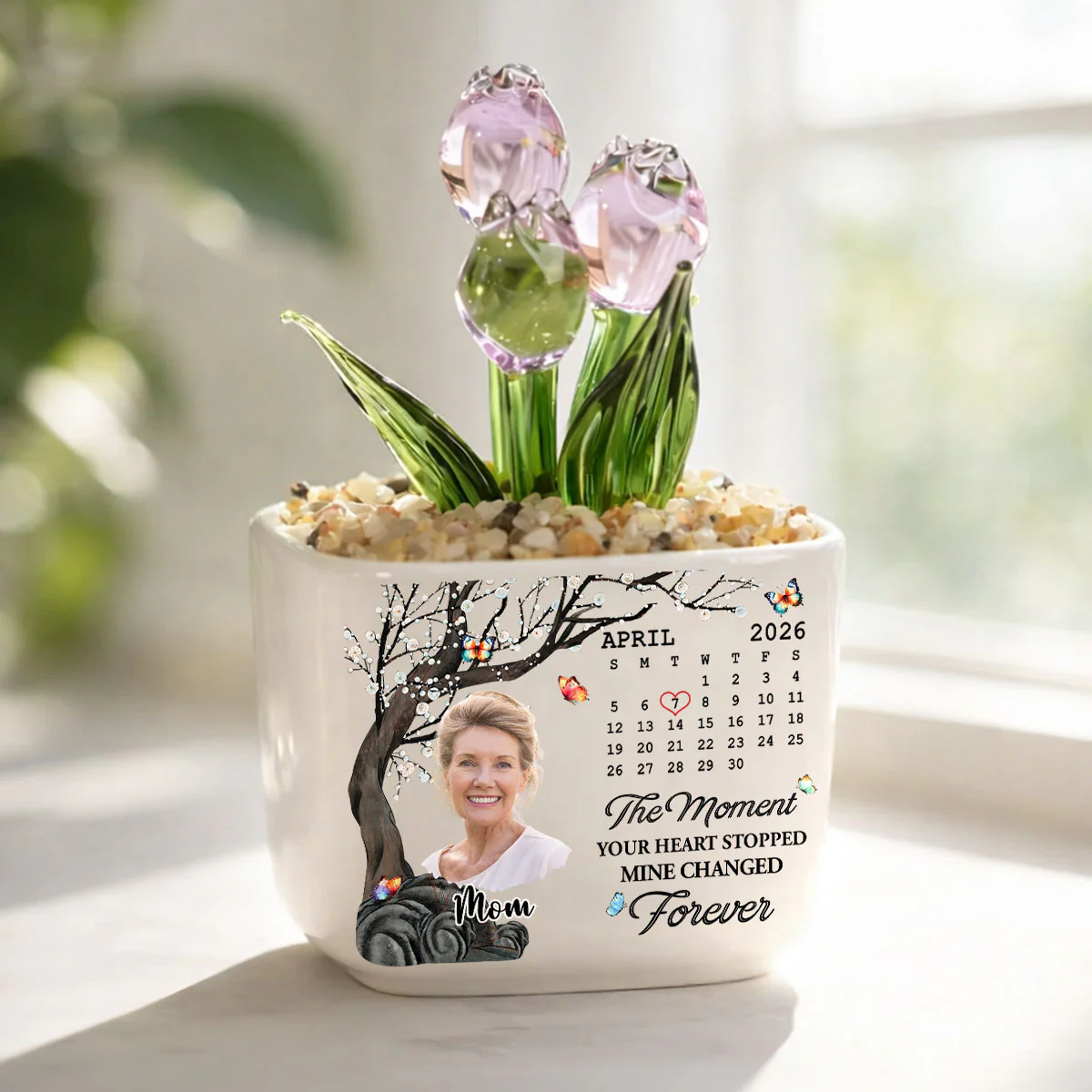 Mine Changed Forever - Personalized Custom Glass Everlasting Tulips - Image 2