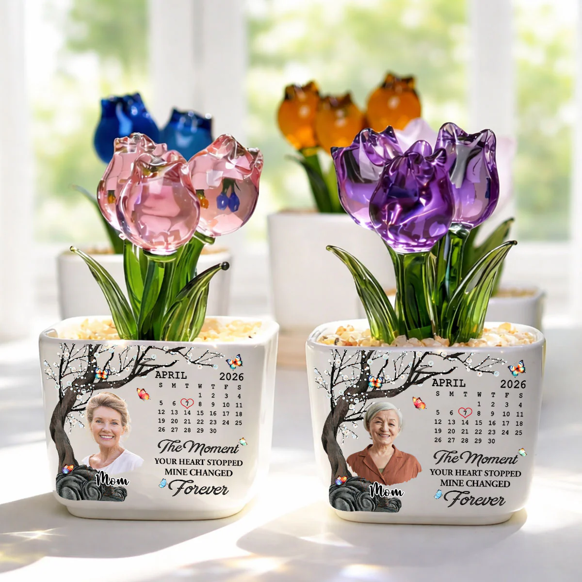 Mine Changed Forever - Personalized Custom Glass Everlasting Tulips - Image 3