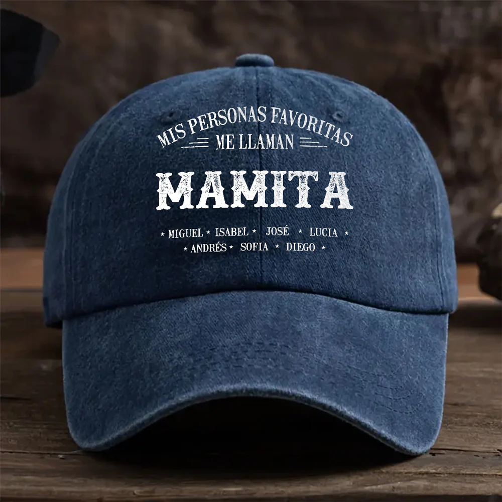 Mis Personas Favoritas Me Llaman Nana - Gorra de Mezclilla Vintage Lavada Personalizada - Image 2