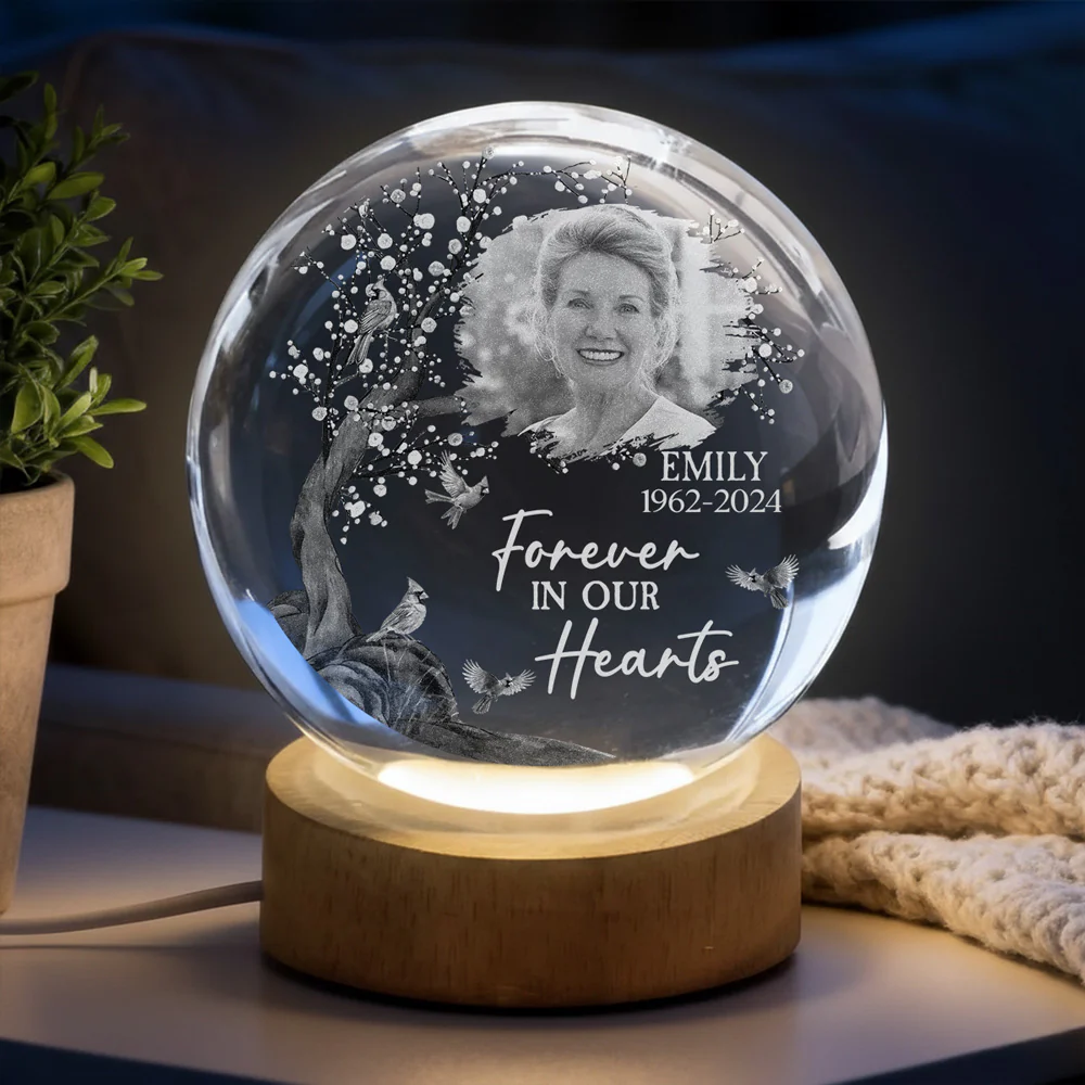 Miss You Forever - Personalized Custom Crystal Globe Lamp - Image 3