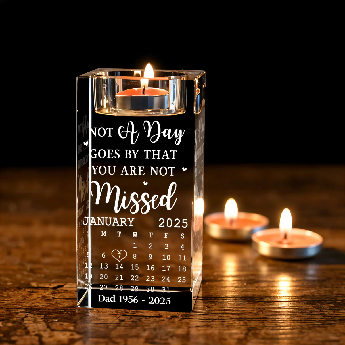 Miss You - Personalized Custom Engraved Crystal Candle Holder - Image 5