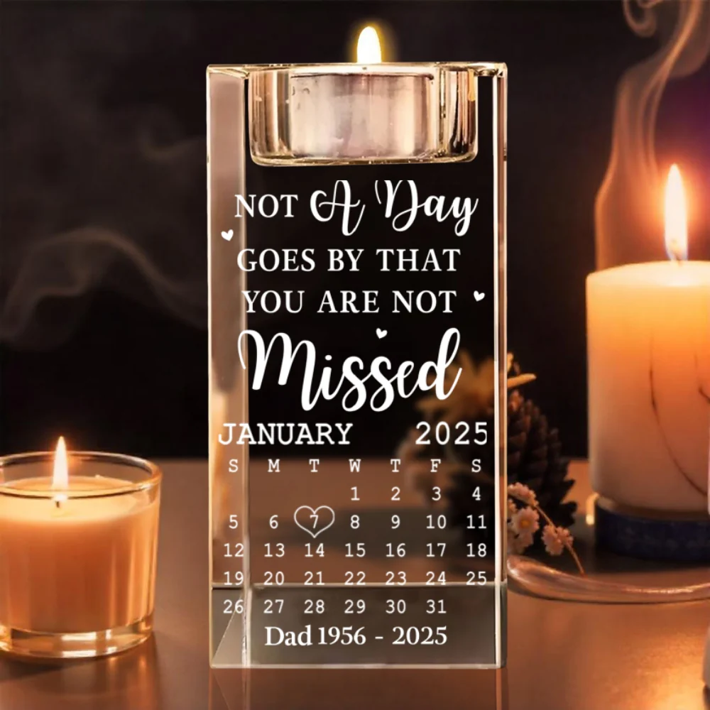 Miss You - Personalized Custom Engraved Crystal Candle Holder - Image 8