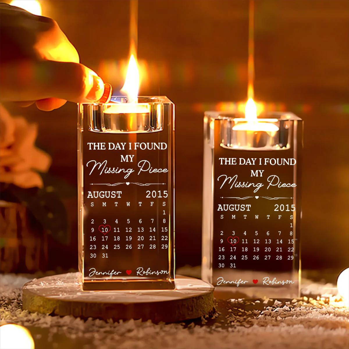 Missing Piece - Personalized Custom Crystal Candle Holder - Image 3