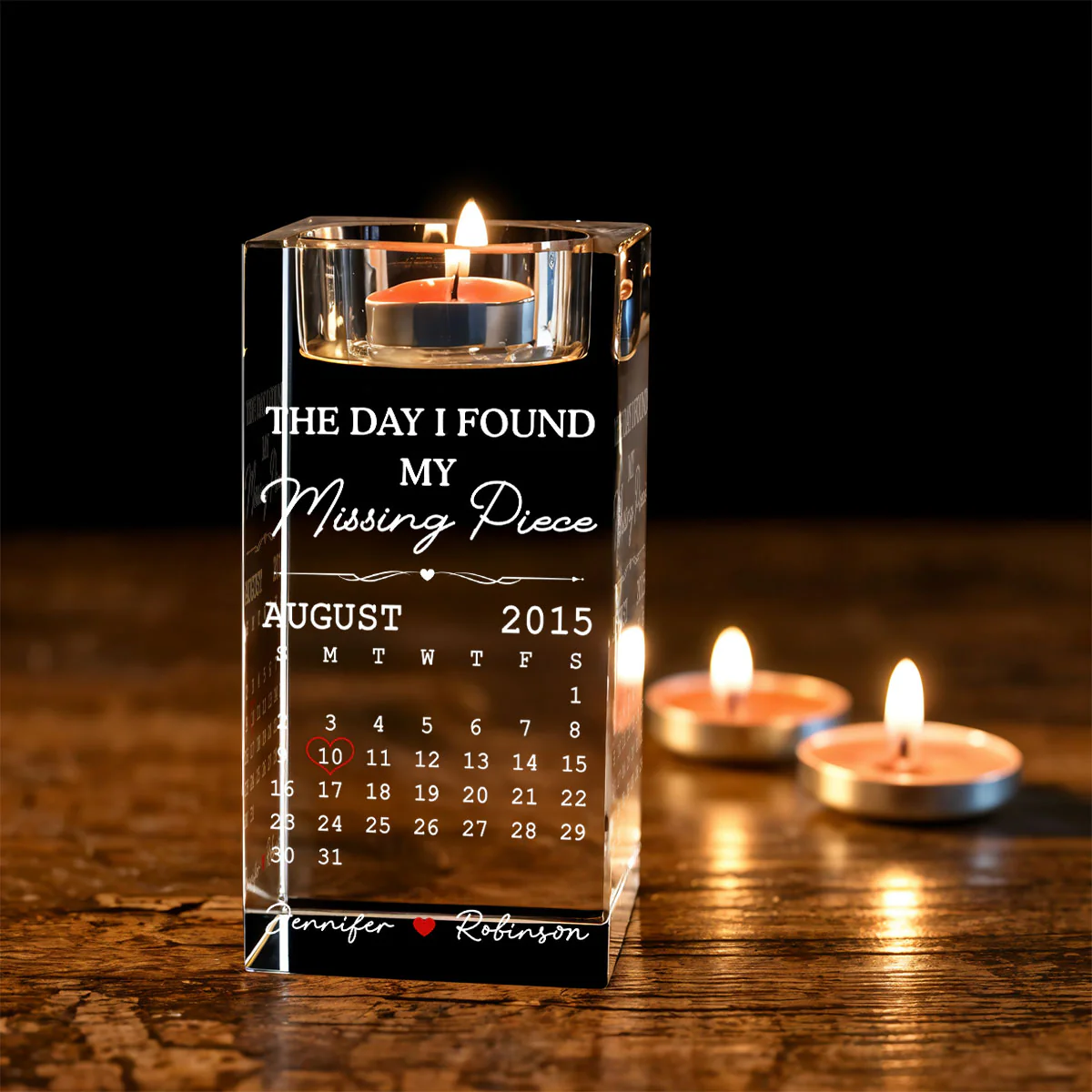 Missing Piece - Personalized Custom Crystal Candle Holder - Image 4