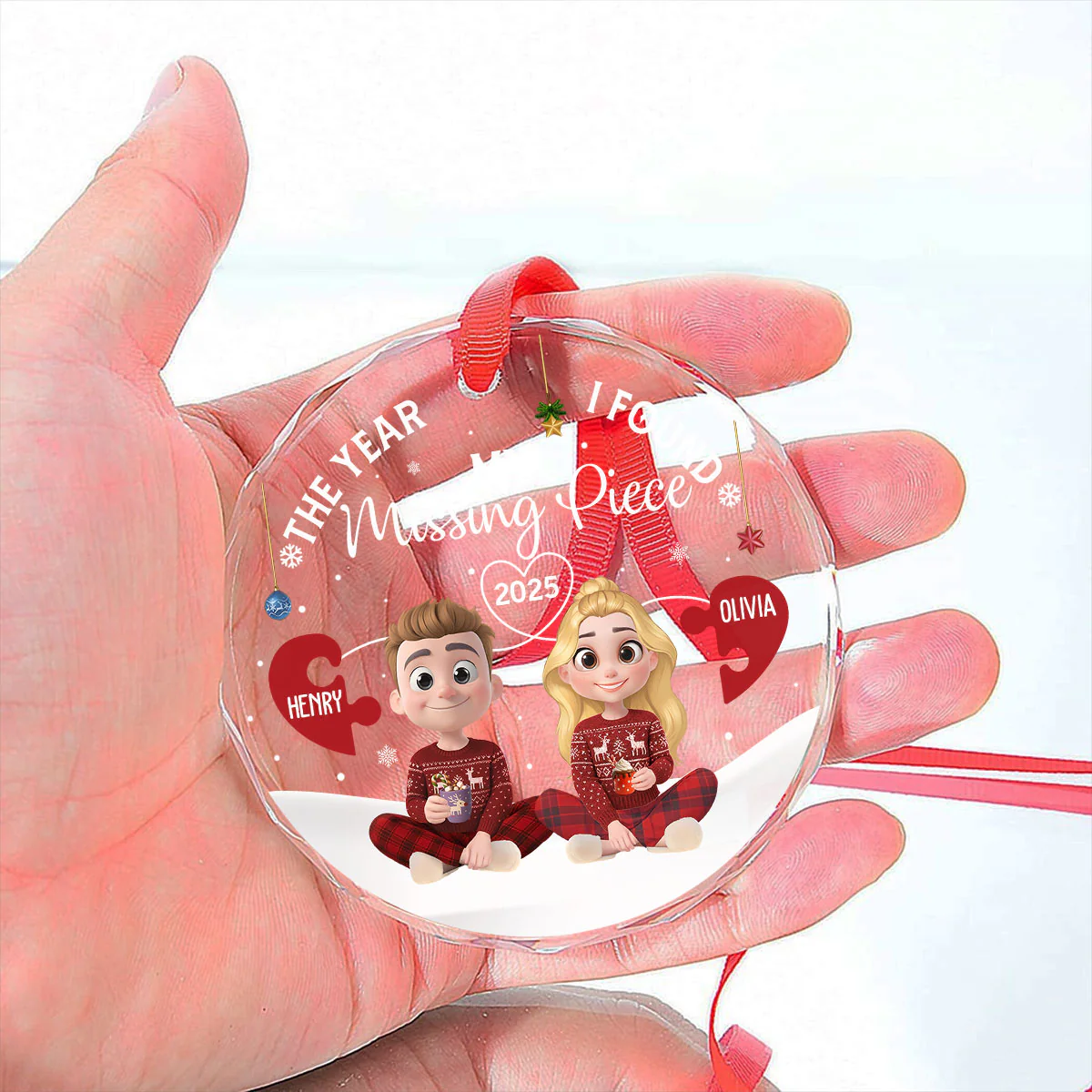 Missing Piece Was Found - Personalized Custom Glass Ornament - Image 5
