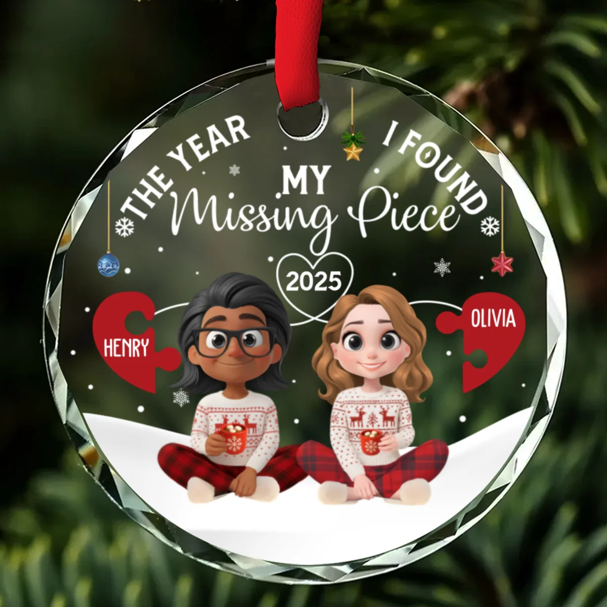 Missing Piece Was Found - Personalized Custom Glass Ornament - Image 7