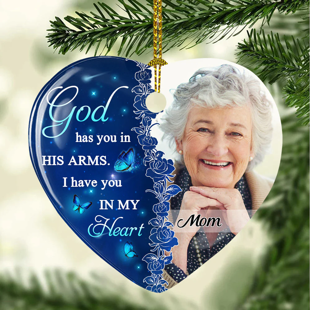 Missing You Always - Personalized Custom Heart Ceramic Ornament - Image 2