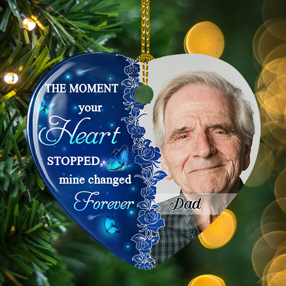 Missing You Always - Personalized Custom Heart Ceramic Ornament - Image 4