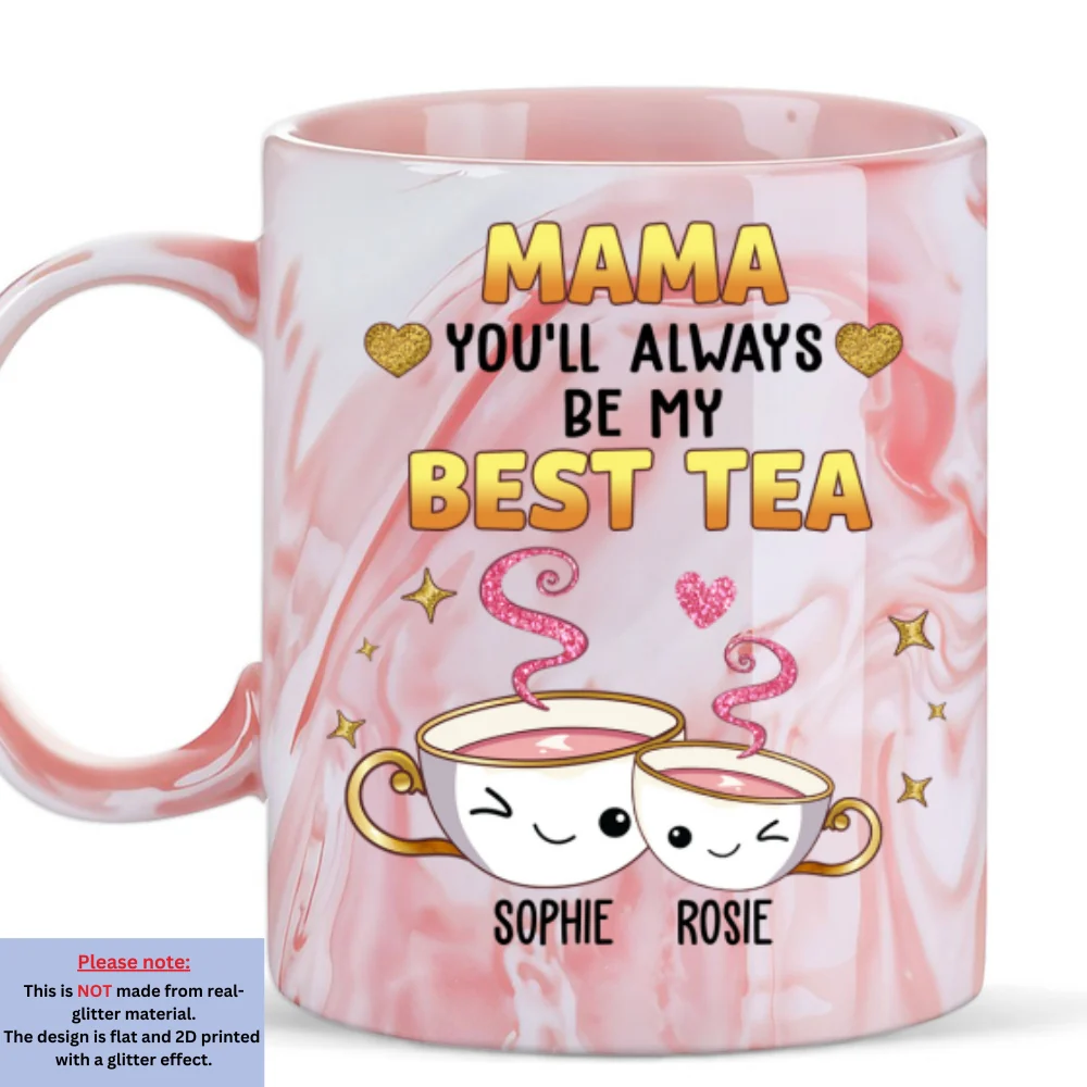 Mom Always Be My Best Tea Glitter - Personalized Custom Pink Marble Mug - Image 6