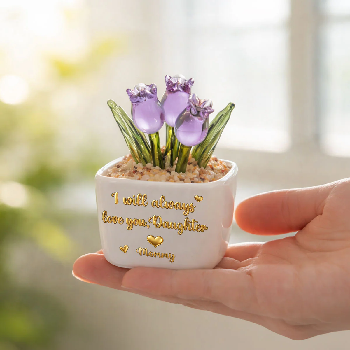 Mom Always Love You - Personalized Custom Glass Everlasting Tulips - Image 4