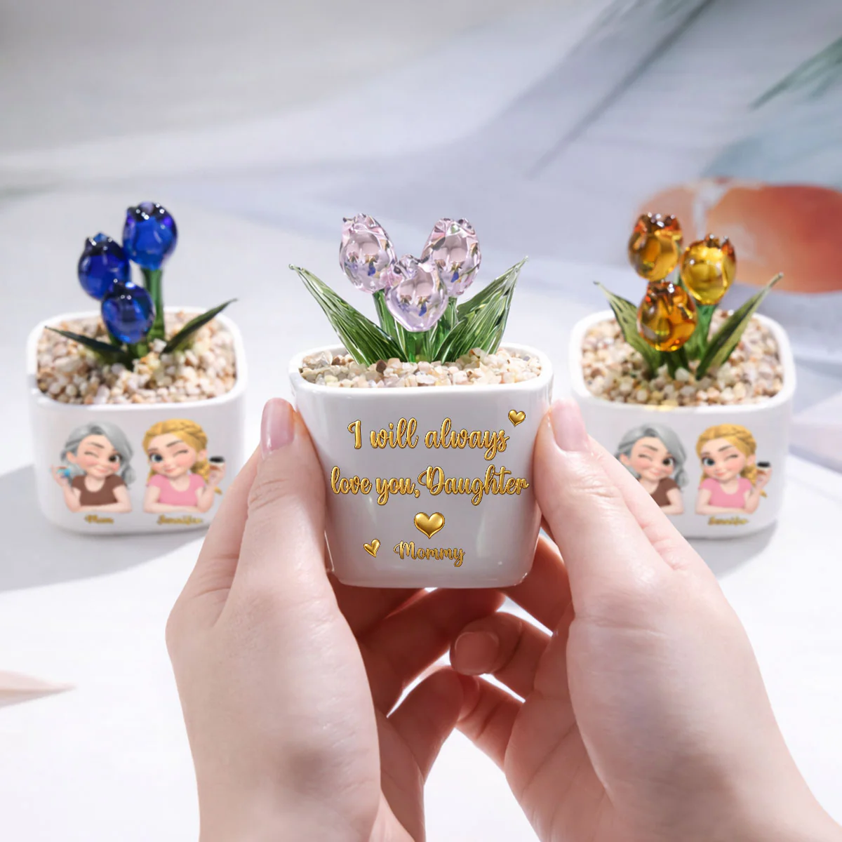 Mom Always Love You - Personalized Custom Glass Everlasting Tulips - Image 5